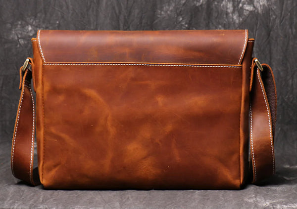 Vintage Handmade Men's Leather Crossbody Bag