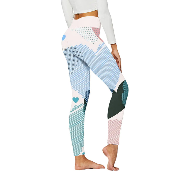 Womens Valentines Day Tights with Hearts Red Heart Sexy Leggings Skinny Pant Patterned Red Heart Sporty (ZB-Pink L)