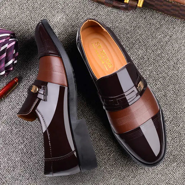 Men's Business Dress Hollow Leather Slip-On Shoes