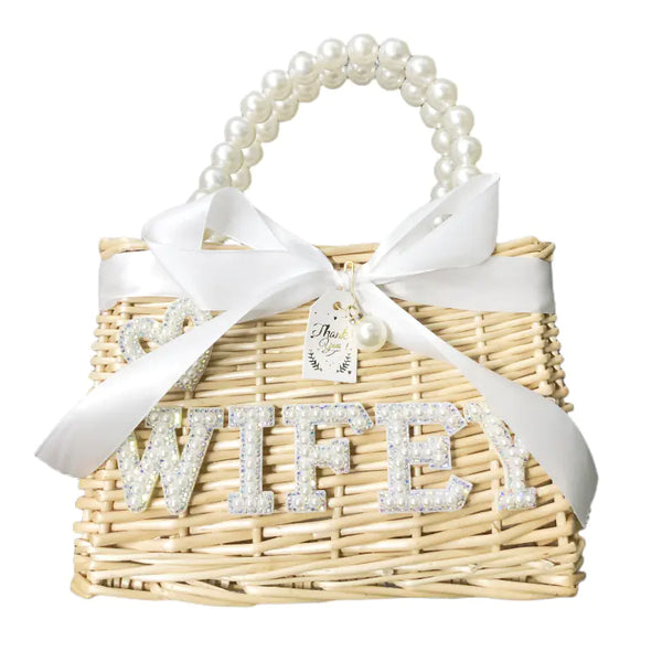 Pearl Chain Mermaid Flower Woven Basket Decor