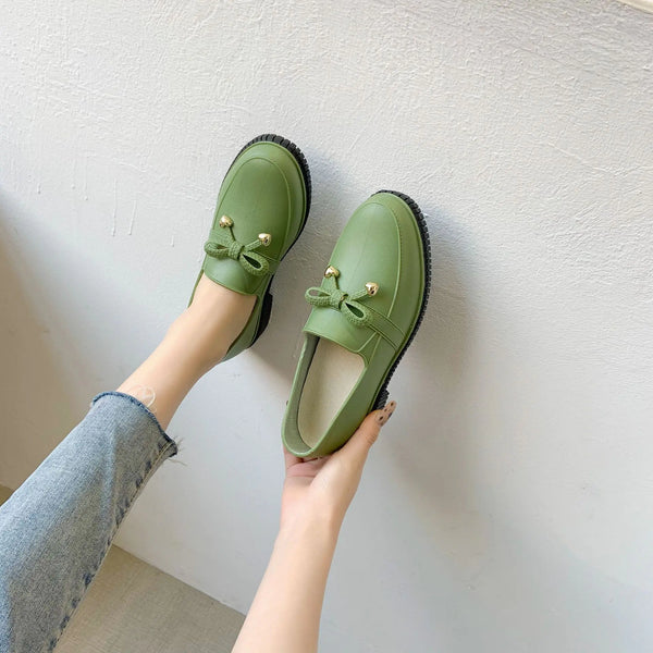 Women's Waterproof Low Top Rain Shoes with Bowknot