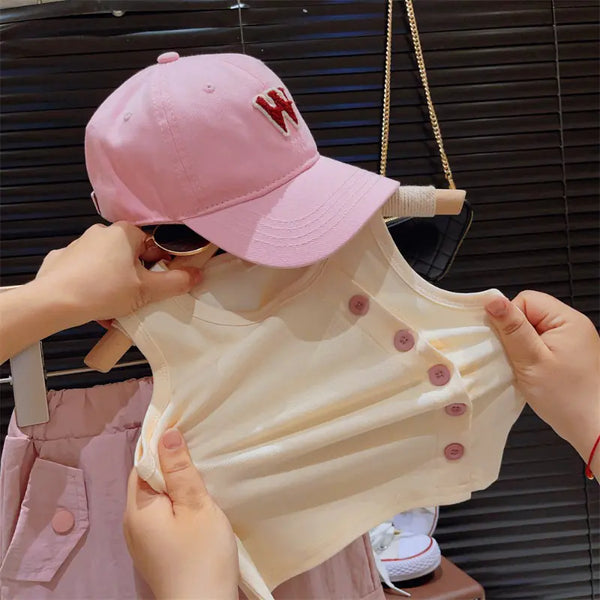 Summer Baby Girl Fashion T-Shirt and Cargo Pants Set