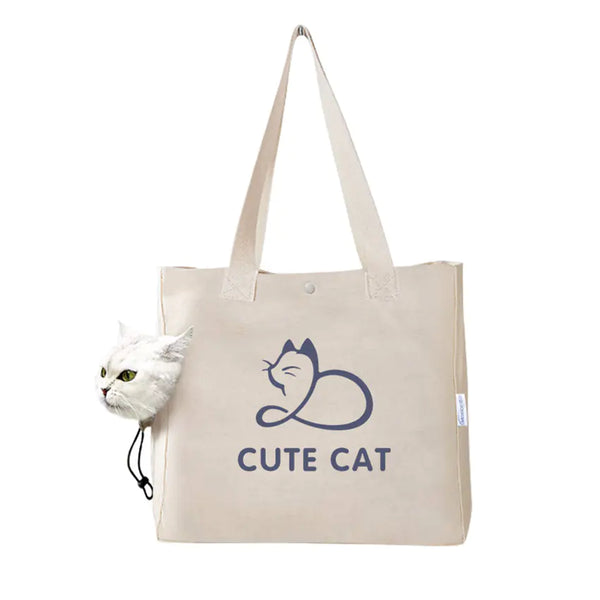 Portable Canvas Print Handbag for Outings with Pets