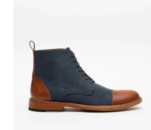 Round Toe Lace-up Low Ankle Boots