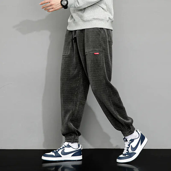 Men's Plus-Size Loose Wide Leg Corduroy Pants