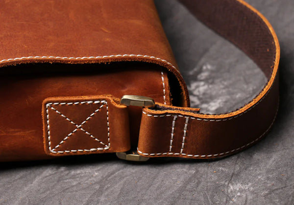 Vintage Handmade Men's Leather Crossbody Bag