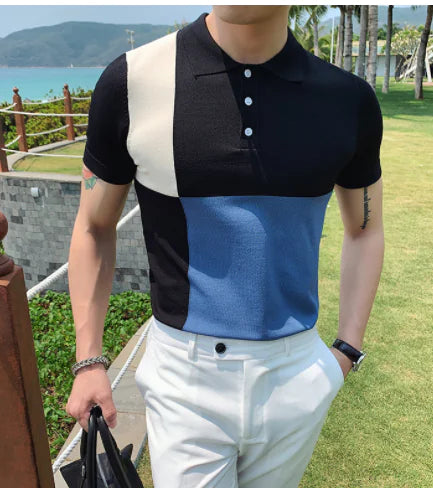 Trendy Slim Ice Silk Polo Shirt for Men