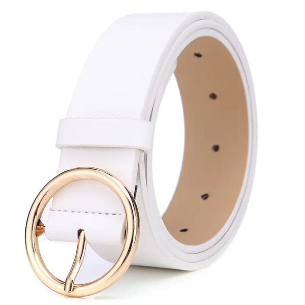 Round Belt Women's PU Leather with Pin Buckle