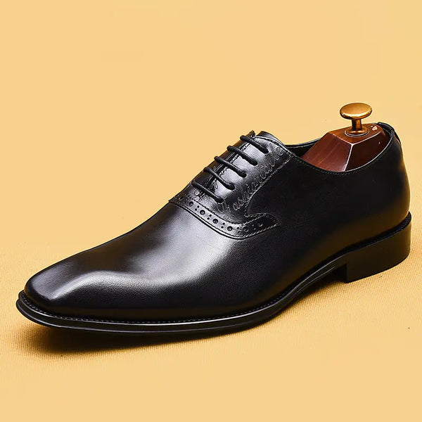 British Hand-rubbed Leather Oxford Pointed Toe Shoes