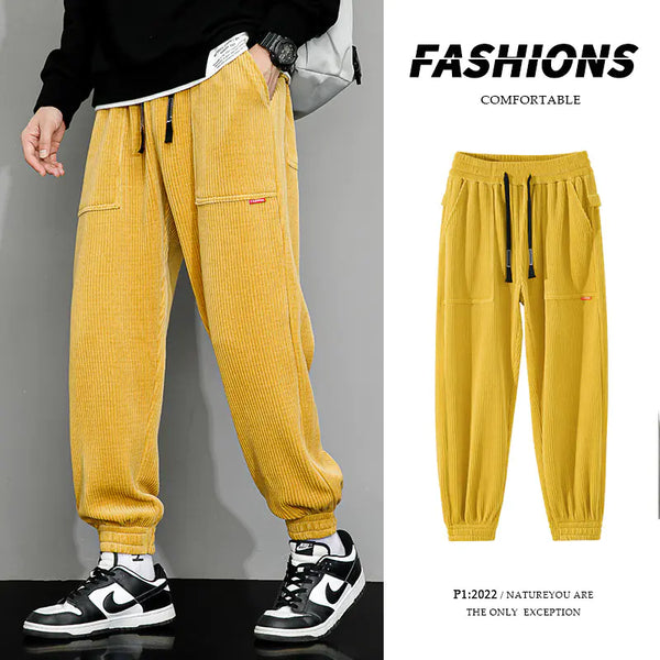 Men's Plus-Size Loose Wide Leg Corduroy Pants