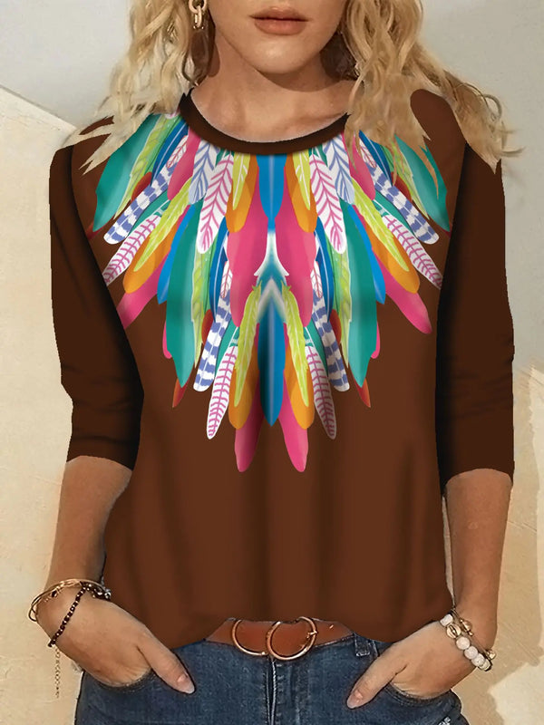 Women's Fashion Printed Long Sleeve Crew Neck T-Shirt