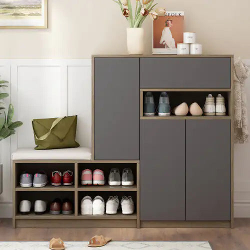 2-in-1 Shoe Storage Bench And Shoe Cabinet