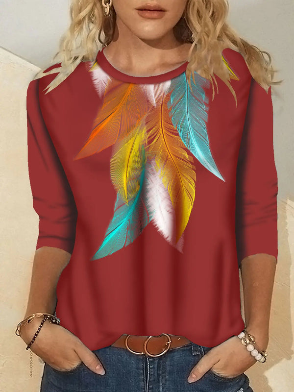 Women's Fashion Printed Long Sleeve Crew Neck T-Shirt