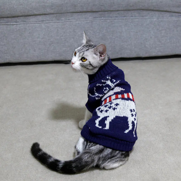 High Collar Knitted Christmas Sweater for Pets