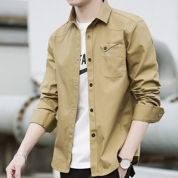 Men's Casual Loose Long Sleeve Work Shirt Jacket