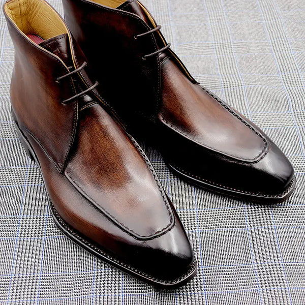 Handmade Men's Leather Boots with Cowhide Soles