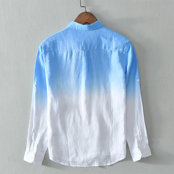 100% Pure Linen Gradient Long Sleeve Shirt for Men