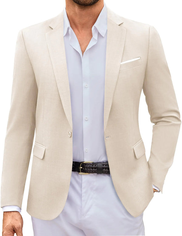 COOFANDY Mens Casual Slim Fit Blazers Sport Coats One Button Notch Lapel Business Suit Coats for Men Light Khaki Small