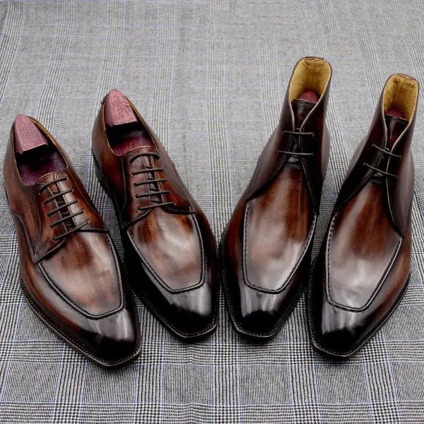 Handmade Men's Leather Boots with Cowhide Soles