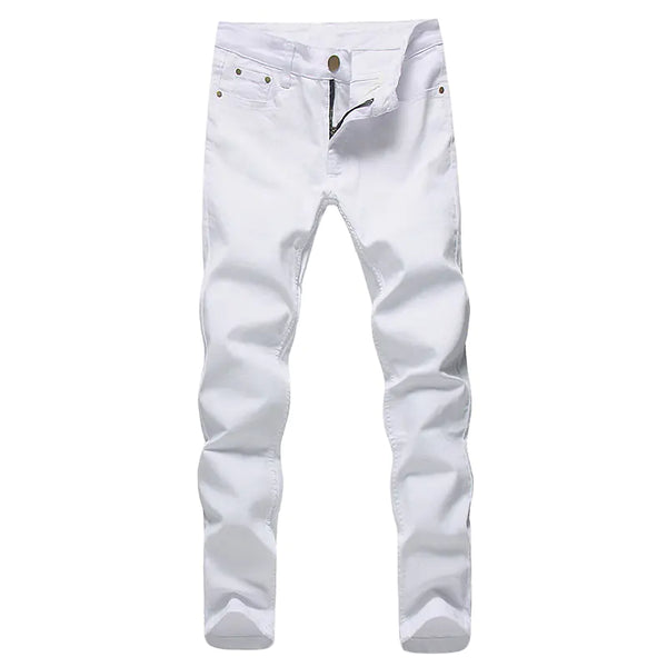 Men's Slim Fit White Casual Denim Pants