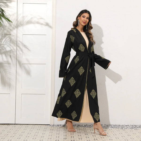 Vintage Strappy Cardigan Coats with Embroidery