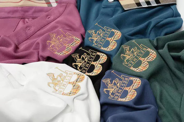 Men's Solid Color Long Sleeve Embroidered Polo Shirt