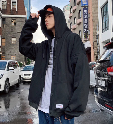 Men's Casual Hooded Jacket - Loose Baseball Coat