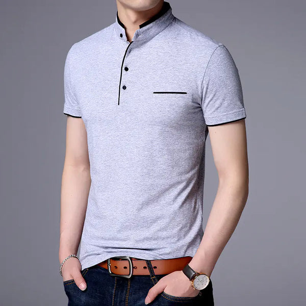 Men's Fashionable Solid Color Cotton Polo T-Shirt
