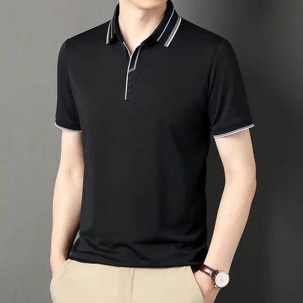 Men's Color Block Polo T-Shirt - Casual Slim Fit Top