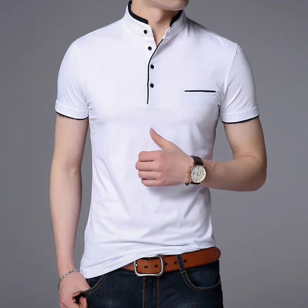 Men's Fashionable Solid Color Cotton Polo T-Shirt