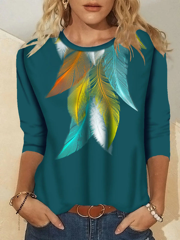 Women's Fashion Printed Long Sleeve Crew Neck T-Shirt