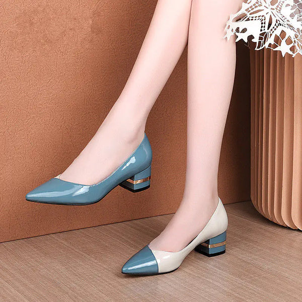 Women's Pointed Toe Chunky Heel Slip-On Shoes