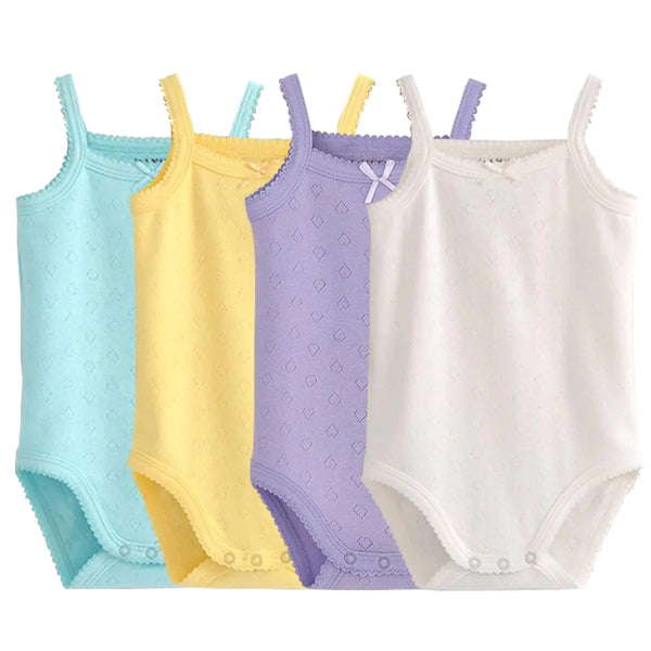 Blueleyu Baby Girls Spaghetti Strap Bodysuit SleevelessTank Top Cotton Baby One-Pieces Pack of Baby Summer Clothes (6-9 Months)