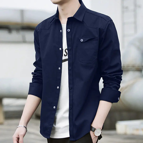 Men's Casual Loose Long Sleeve Work Shirt Jacket