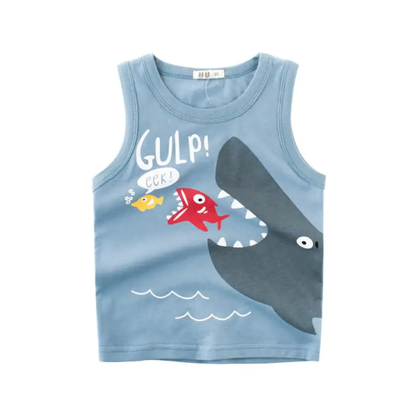 Boys' Sleeveless Cartoon Baby Top (Fashion Style)