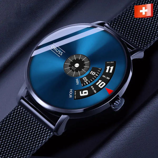 Men's Waterproof Automatic Steel Watch with Black Tech