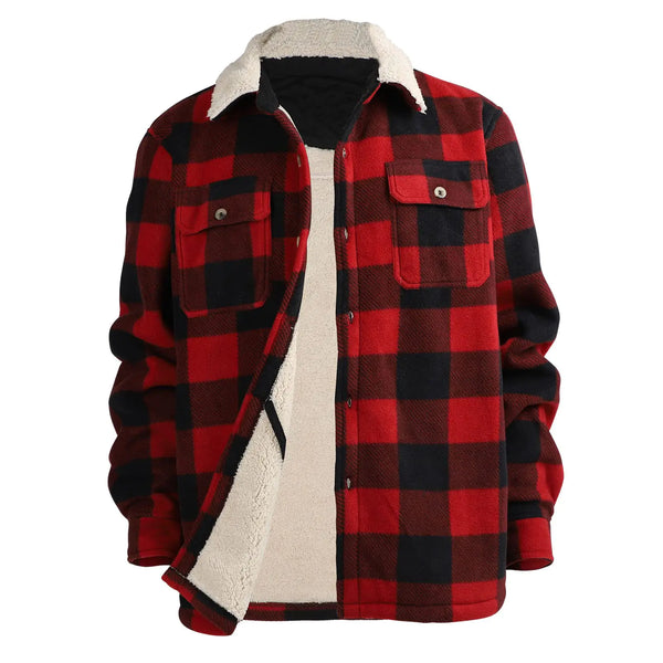 Yasumond Mens Flannel Jacket Big and Tall Sherpa Lined Zipper Heavyweight Winter Coats