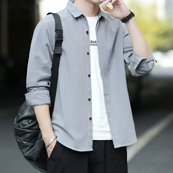 Men's Casual Loose Long Sleeve Work Shirt Jacket