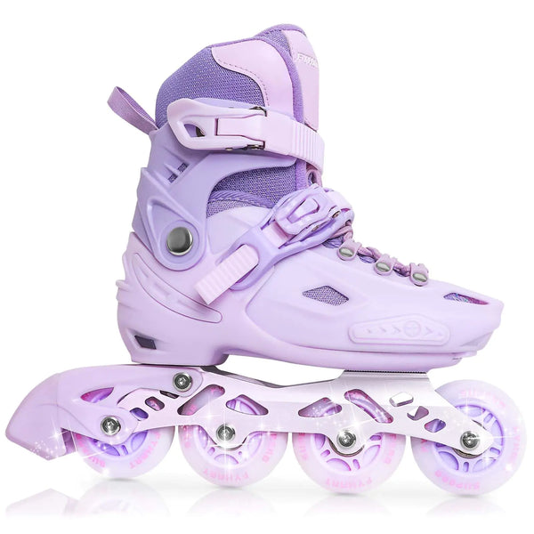 LIRENGUI line Skates for Girls Kids Inline Skates with All Lighting Wheels Adjustable Inline Skates for Girls Macaroon Purple (Large)