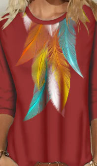 Women's Fashion Printed Long Sleeve Crew Neck T-Shirt