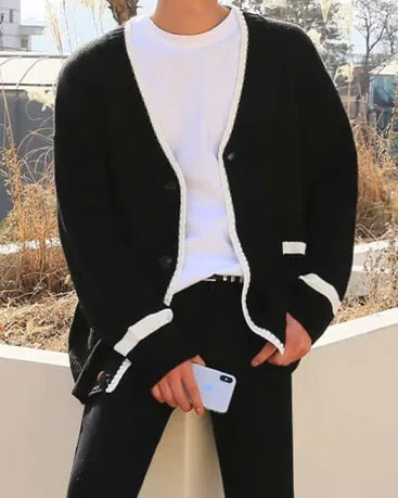 Men's Loose Knit Sweater Coat