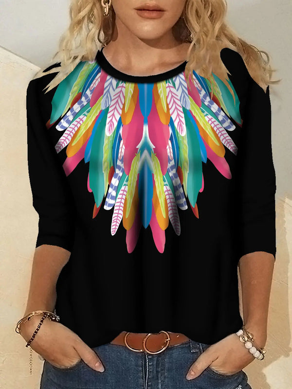 Women's Fashion Printed Long Sleeve Crew Neck T-Shirt