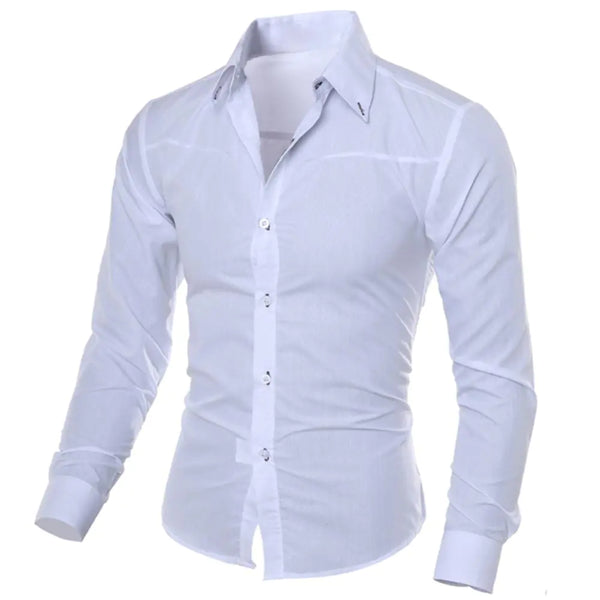 Slim Fit Long Sleeve Cotton Shirt for Men - British Style