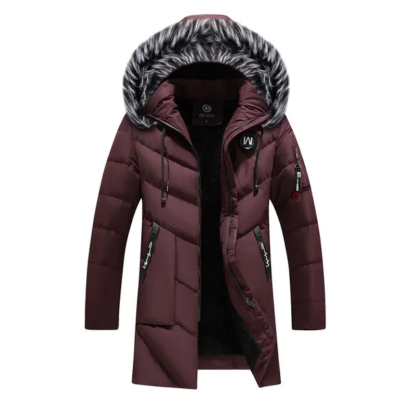 Men's Thickened Winter Cotton Coat with Detachable Cap