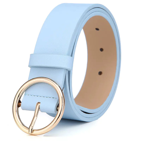 Round Belt Women's PU Leather with Pin Buckle