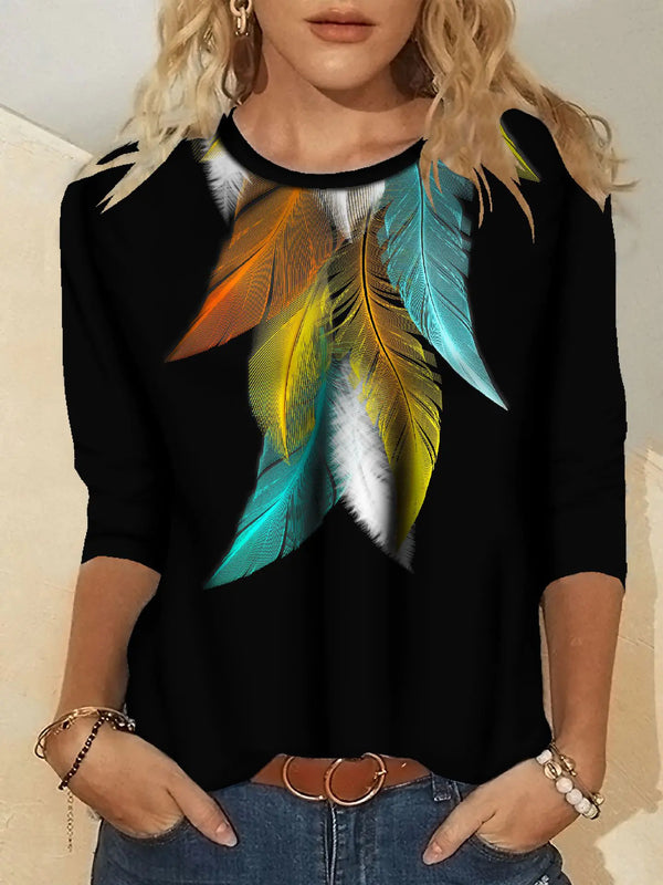 Women's Fashion Printed Long Sleeve Crew Neck T-Shirt