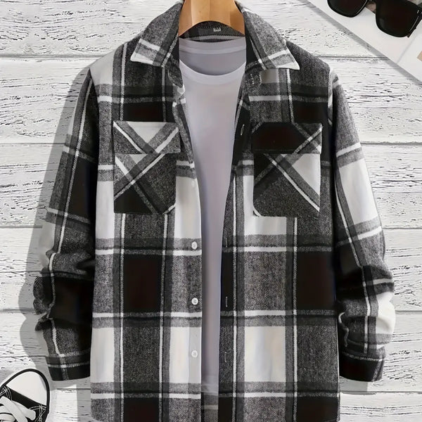 Men's Versatile Casual Plaid Coat Shirt