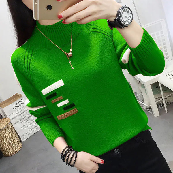 Autumn Women's Semi-High Neck Knitted Sweater