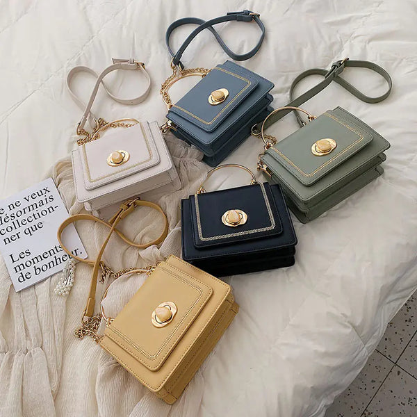 Women's Crossbody Bag, Leather Chain Square Bag