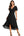Ever-Pretty Womens Chiffon Formal Dresses V Neck Ruffle Sleeves Pleated High Low Summer Wedding Guest Dress Black US06